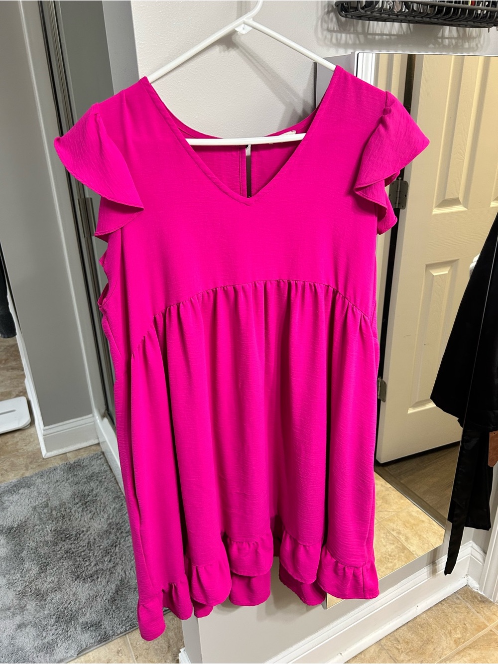 JODIFL Hot Pink Sleeveless Ruffle Dress